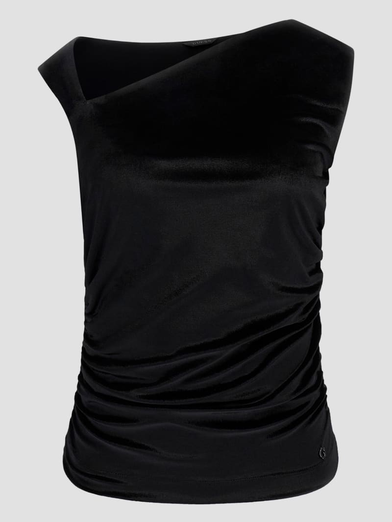 Eco Janet One-Shoulder Velvet Top | GUESS Canada