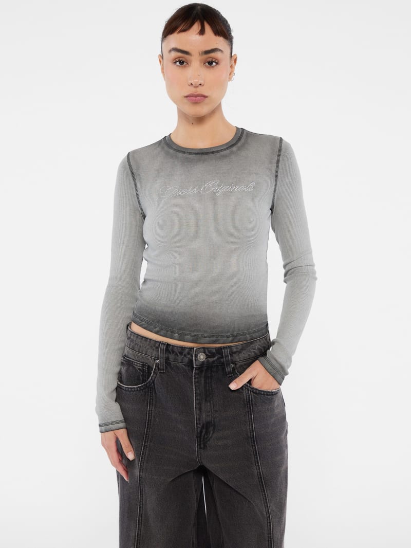 GUESS Originals Eco Rhinestone Long-Sleeve Top
