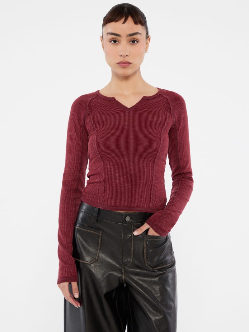 GUESS Originals Notched Long Sleeve Top GUESS