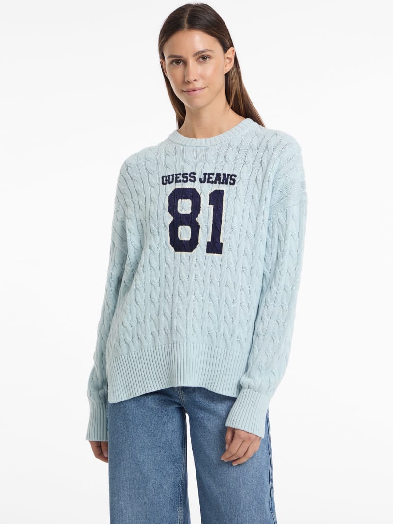 Eco Crewneck 81 Cable-Knit Sweater | GUESS Jeans