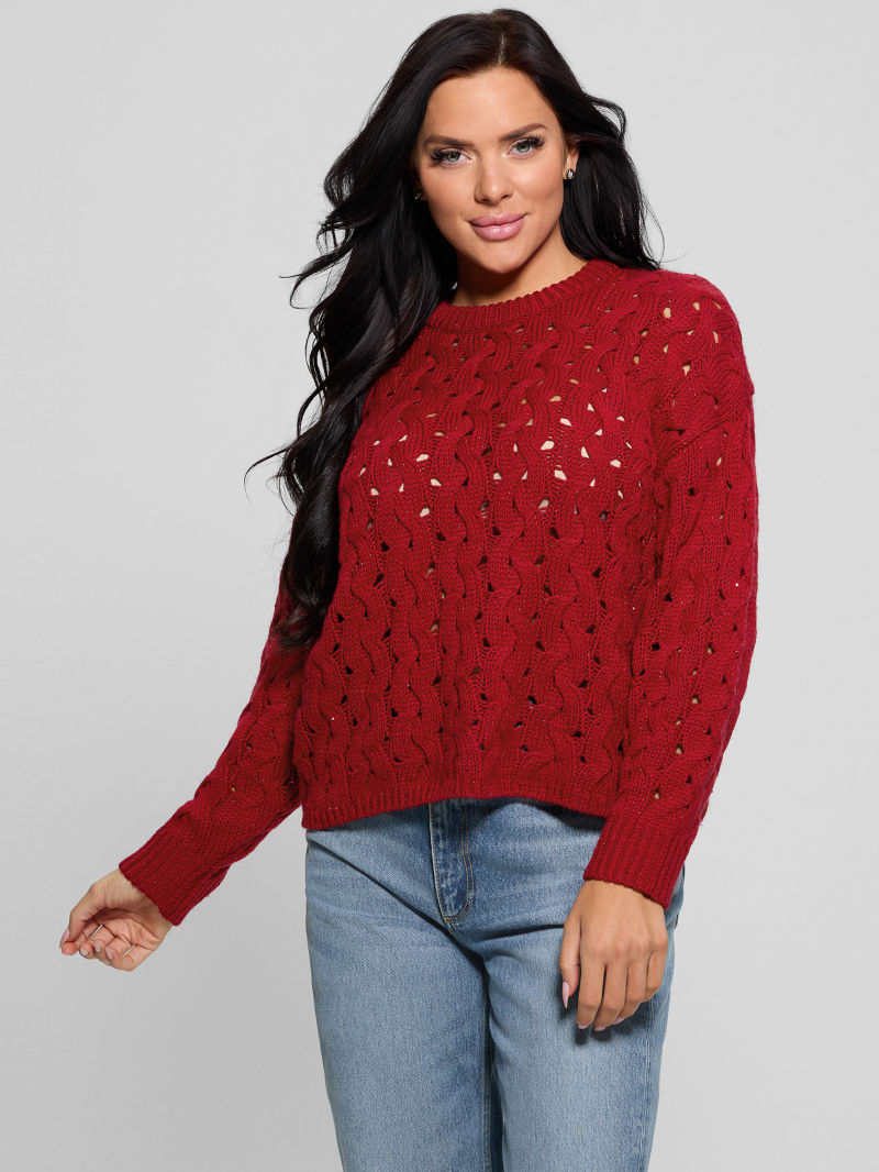 Tawnya Sequin Open-Knit Sweater