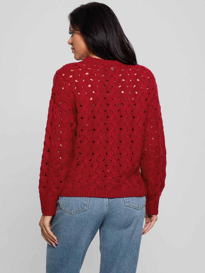 Tawnya Sequin Open-Knit Sweater
