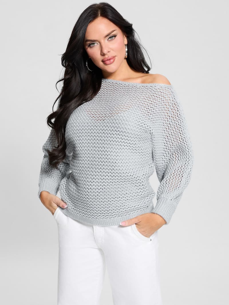 Poa Metallic Off-Shoulder Sweater