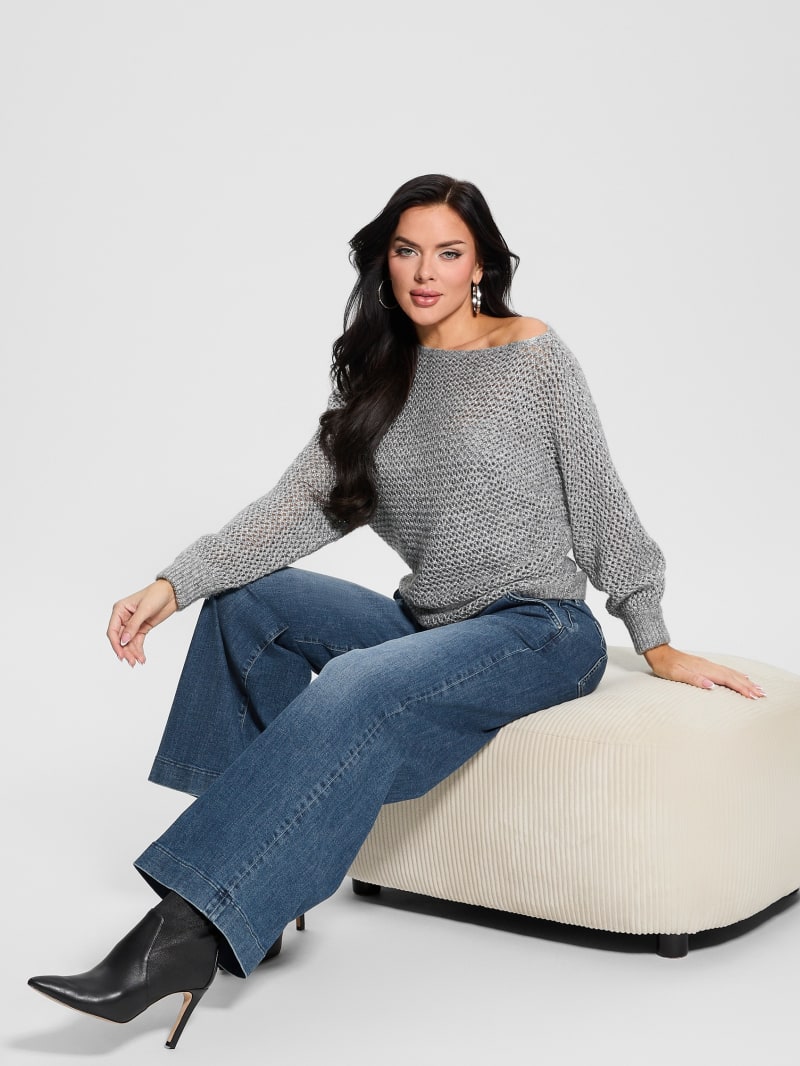 GUESS® Poa Metallic Off-Shoulder Sweater