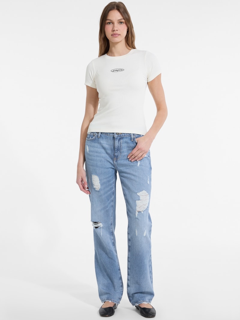 G08 Mid-Rise Distressed Straight Jeans