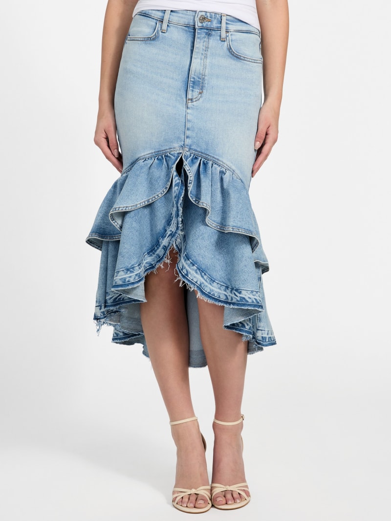 Eco Marina Denim High-Low Skirt