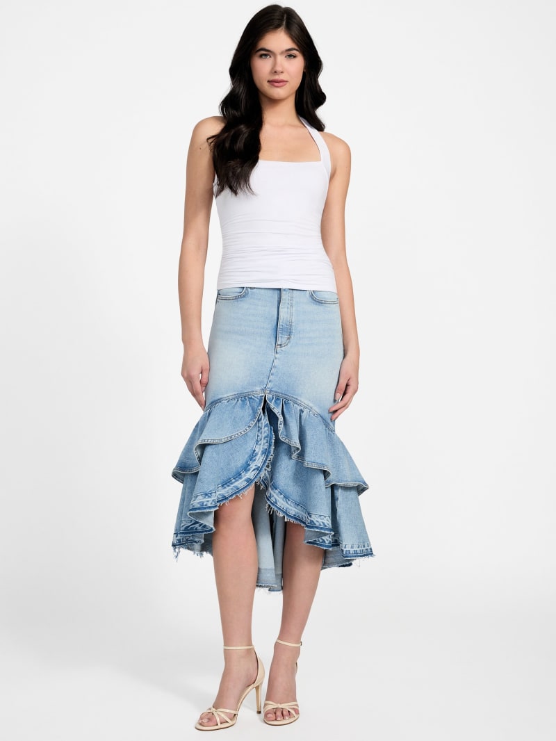 Eco Marina Denim High-Low Skirt