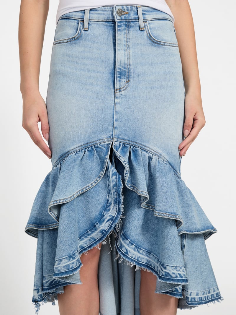 Eco Marina Denim High-Low Skirt