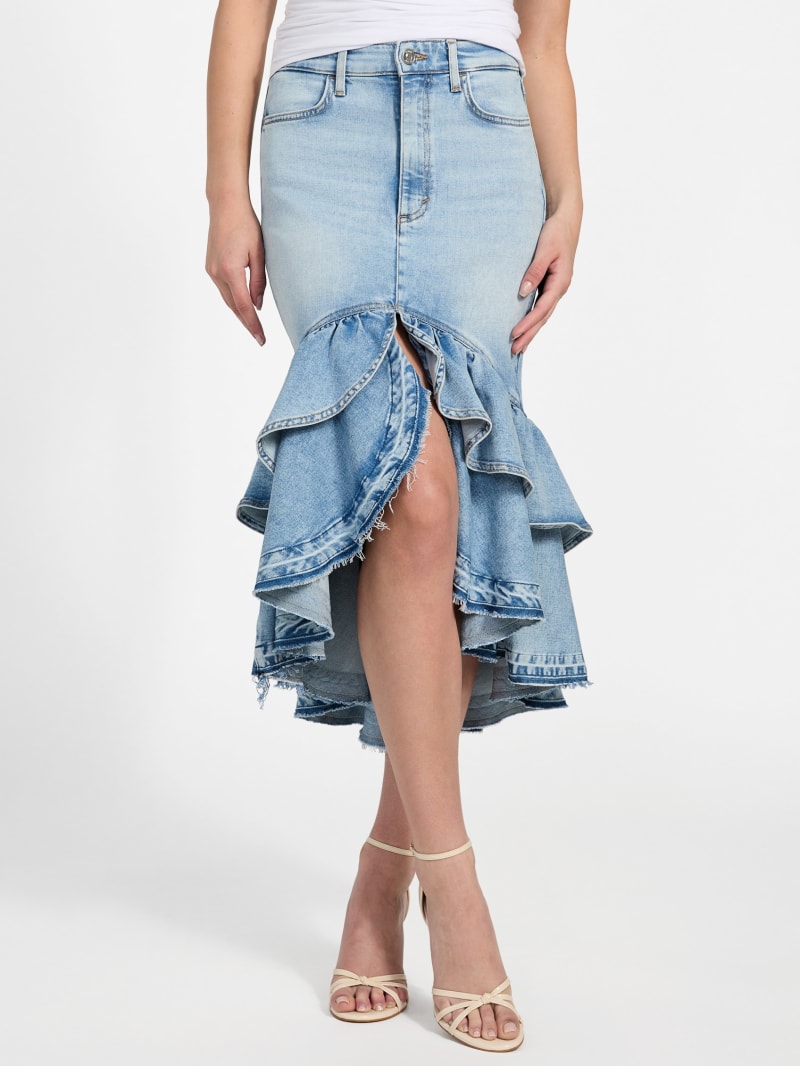 Eco Marina Denim High-Low Skirt