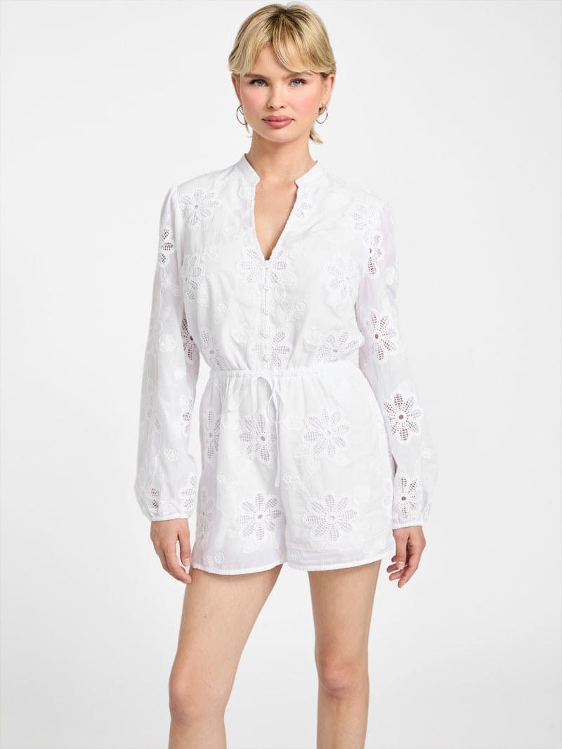 ゆりこ Hazel Embroidered Eyelet Romper | GUESS