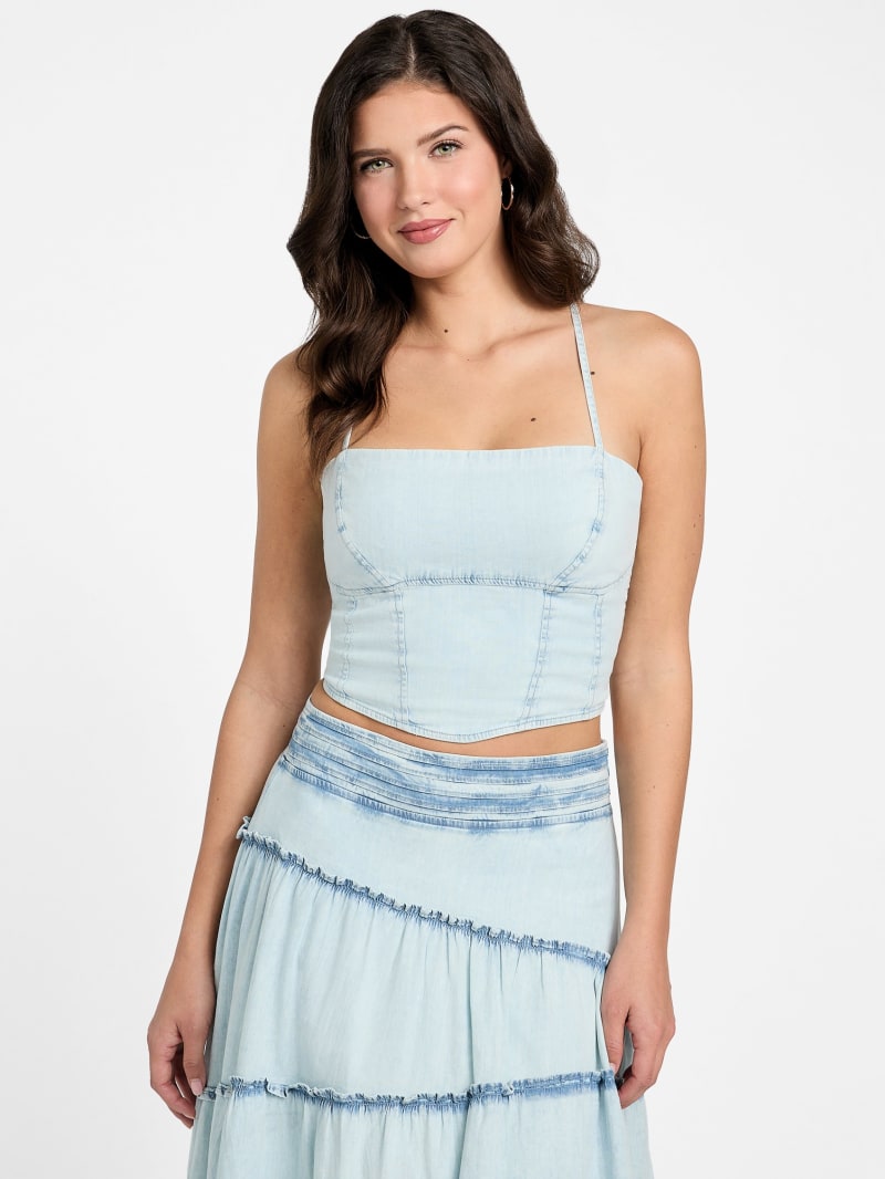 Niki Denim Crop Top | GUESS Canada