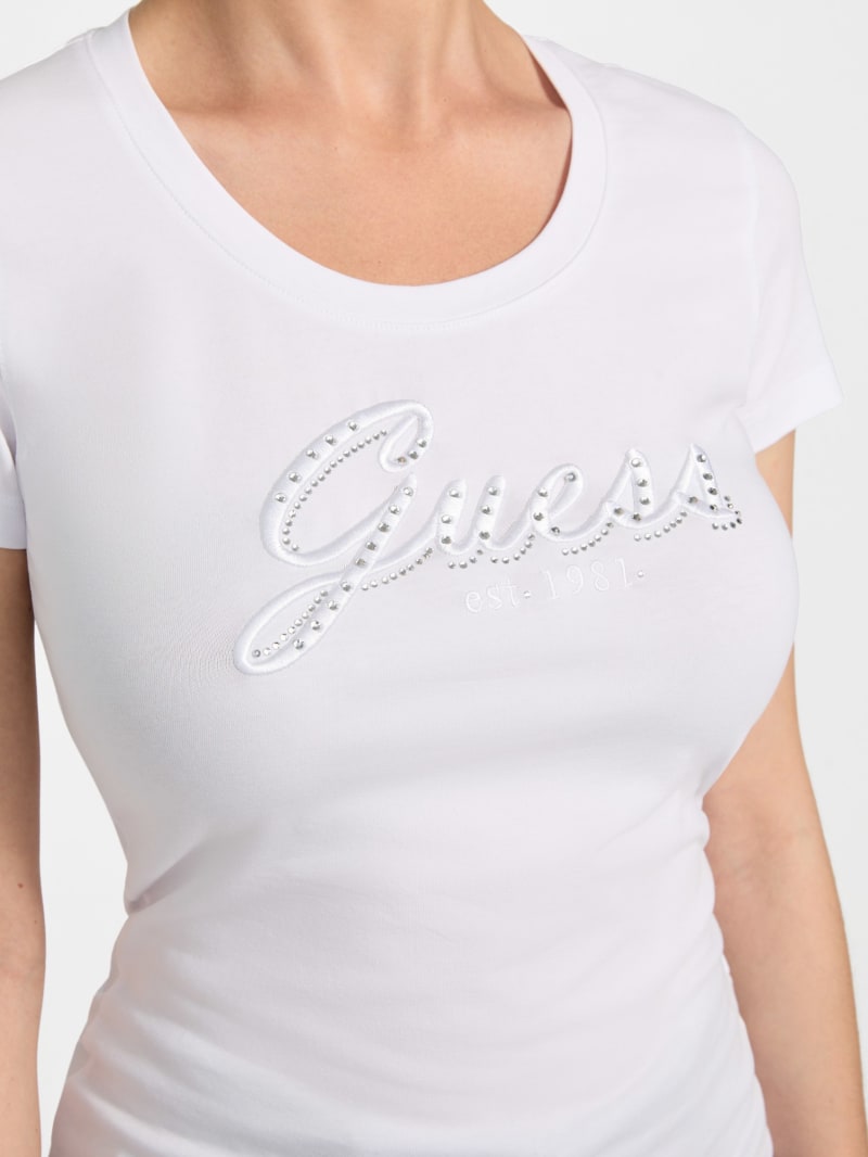 Eco Embroidered Script Logo Tee | GUESS