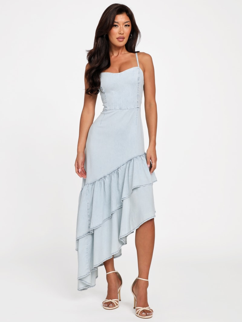 Gabriella Denim Lula Sleeveless Smocked Midi Dress – Sugarlips