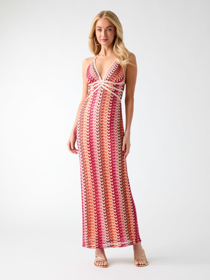 guess metallic-striped faux-wrap maxi dress GUESS Striped Maxi Dresses for Women for sale