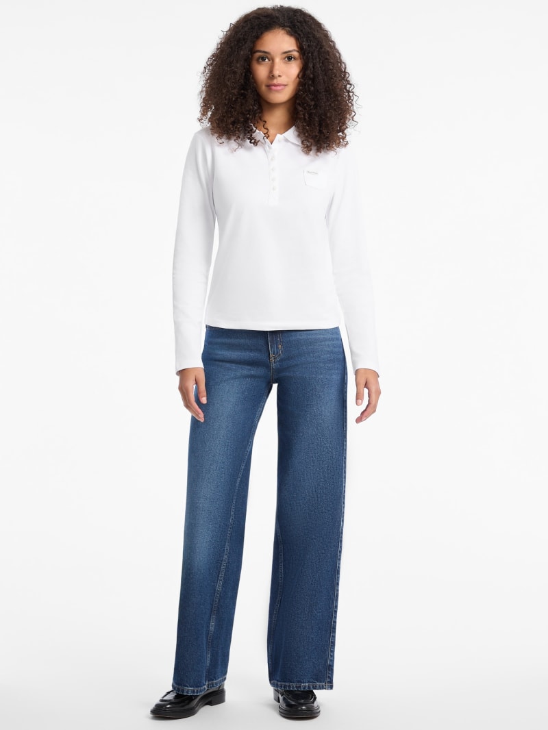 Long-Sleeve Slim Polo Top | GUESS