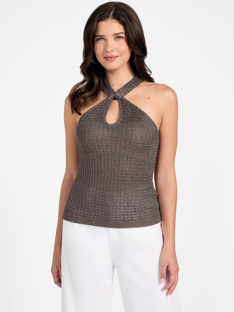 Ella Keyhole Lurex Sweater Top
