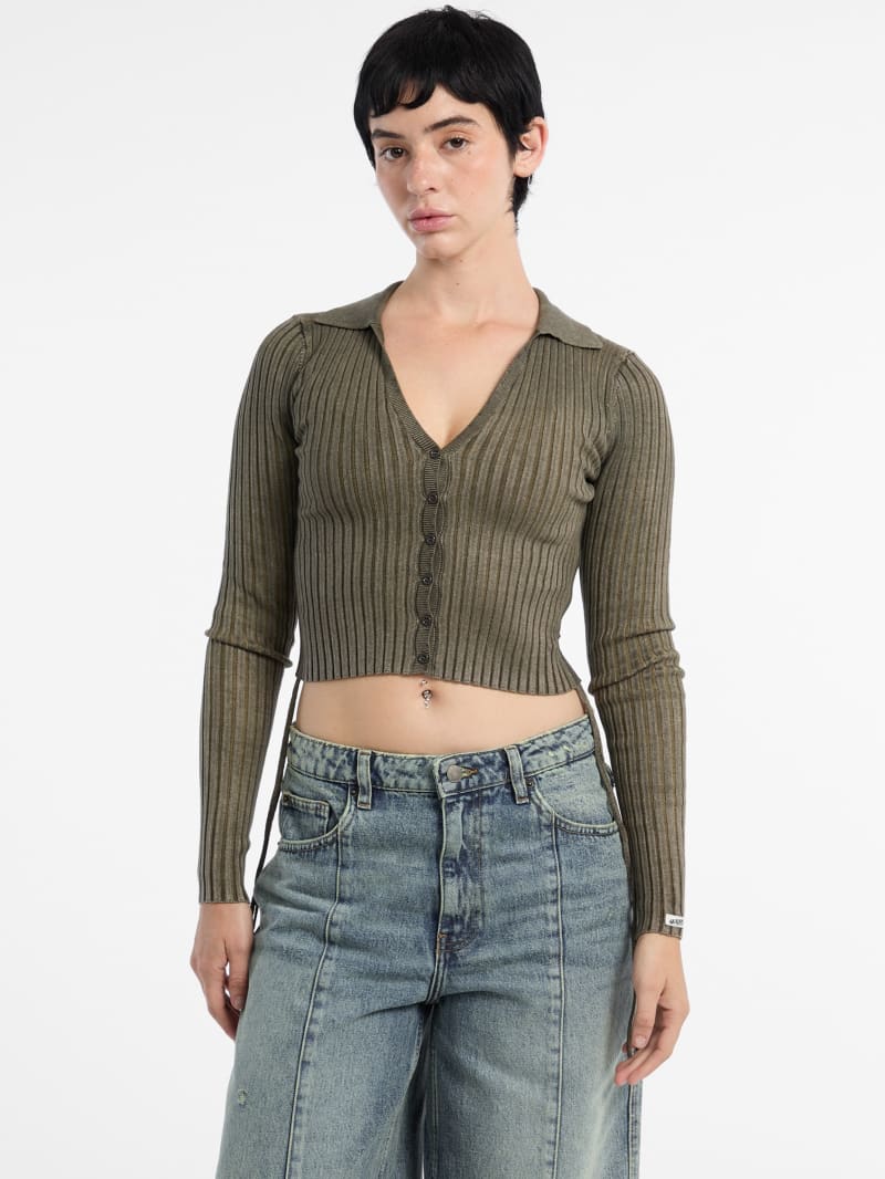 GUESS® Eco GUESS Originals Shirred Tie Cardigan