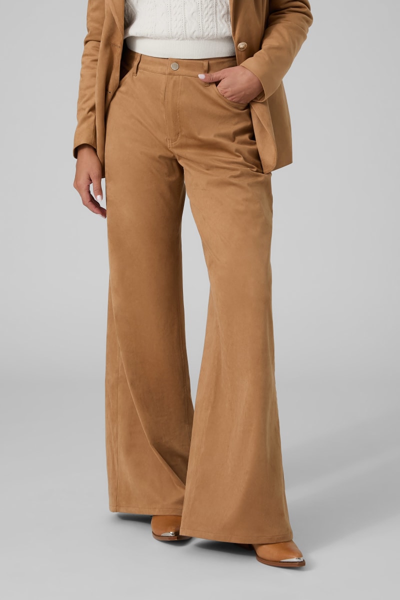 Suede wide leg pants