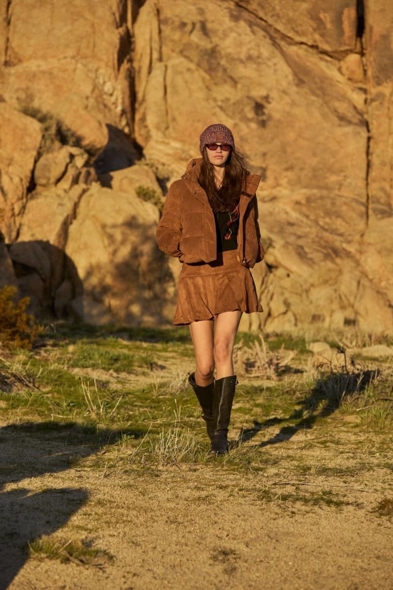 Faux suede pleated skirt