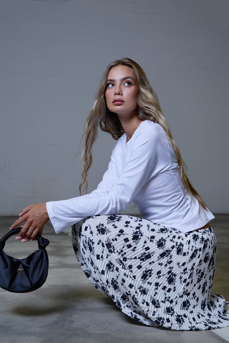 Pleated midi skirt