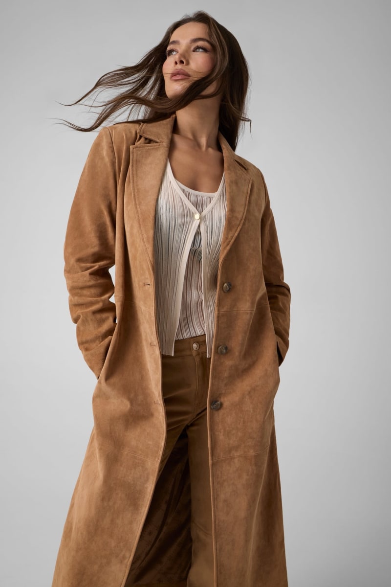 Suede long coat - thumbnail 2