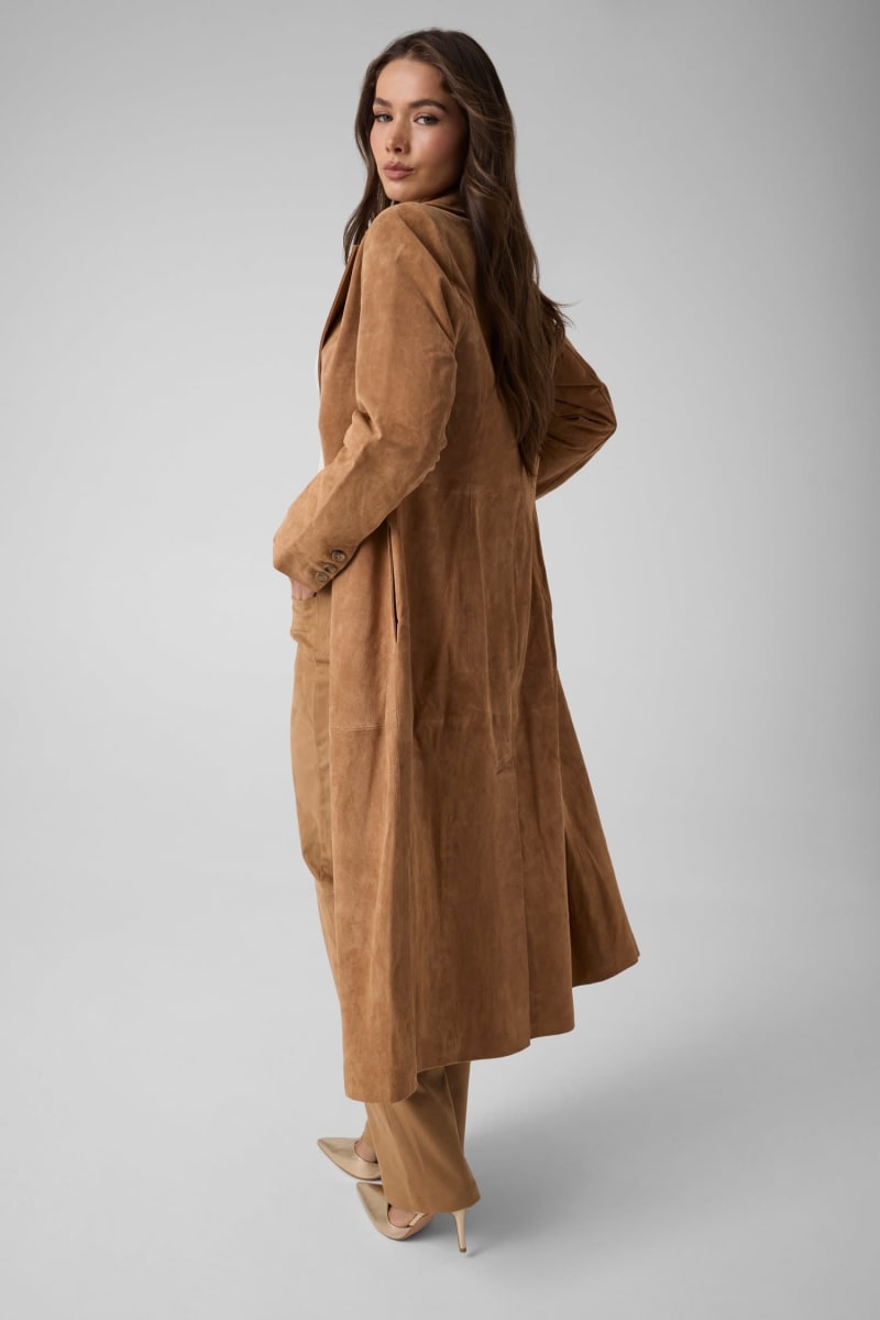 Suede long coat - thumbnail 4