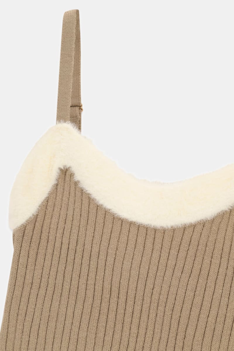 Faux fur collar tank top