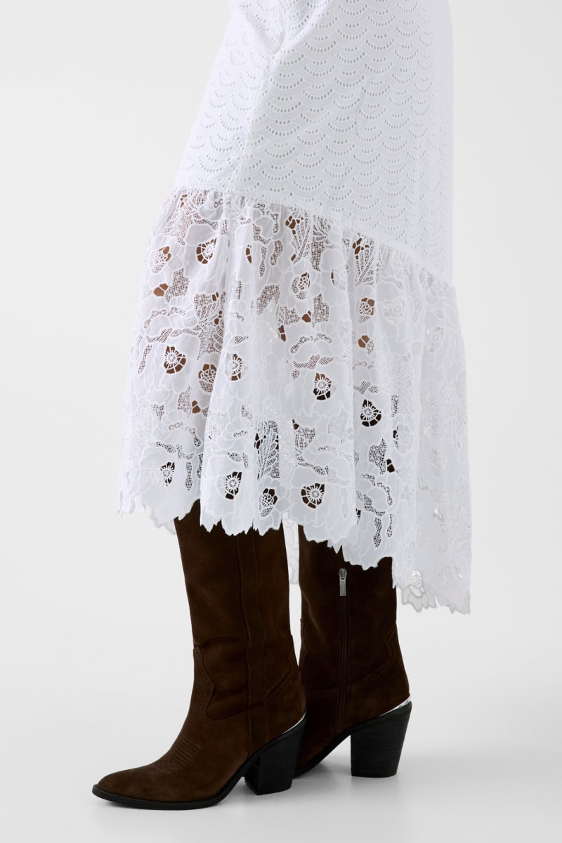 Eyelets midi skirt