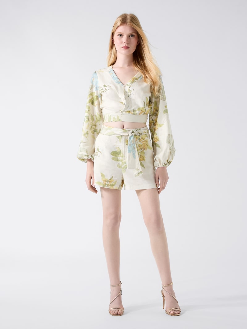Linen-blend printed shorts - thumbnail 2