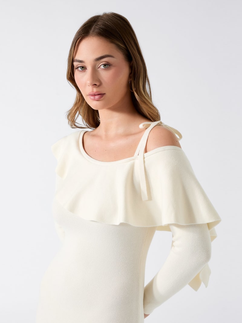 Off shoulder rib-knit dress
