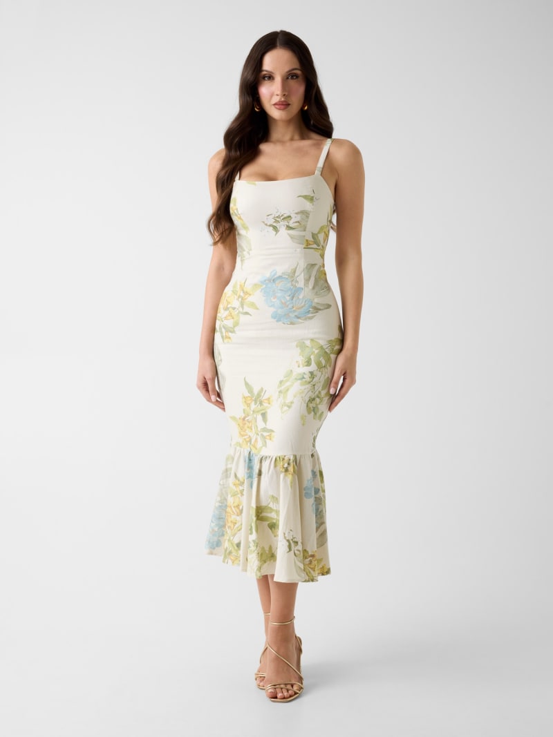 Linen-blend dress