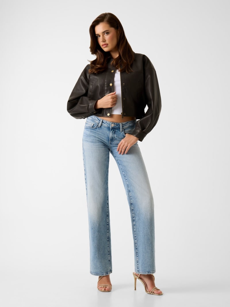 Faux leather cropped jacket