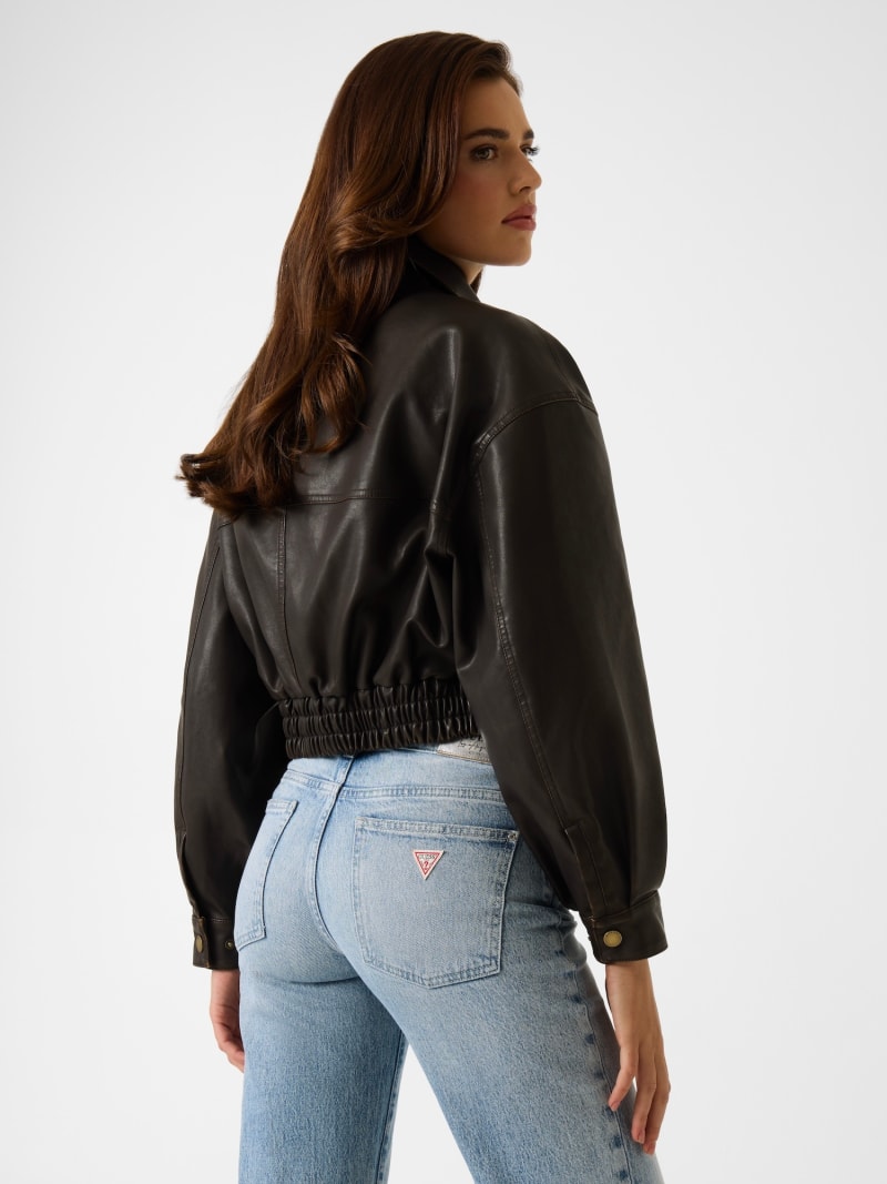 Faux leather cropped jacket - thumbnail 3