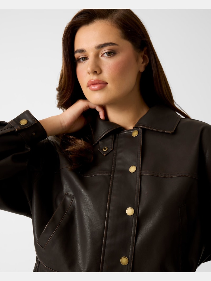Faux leather cropped jacket
