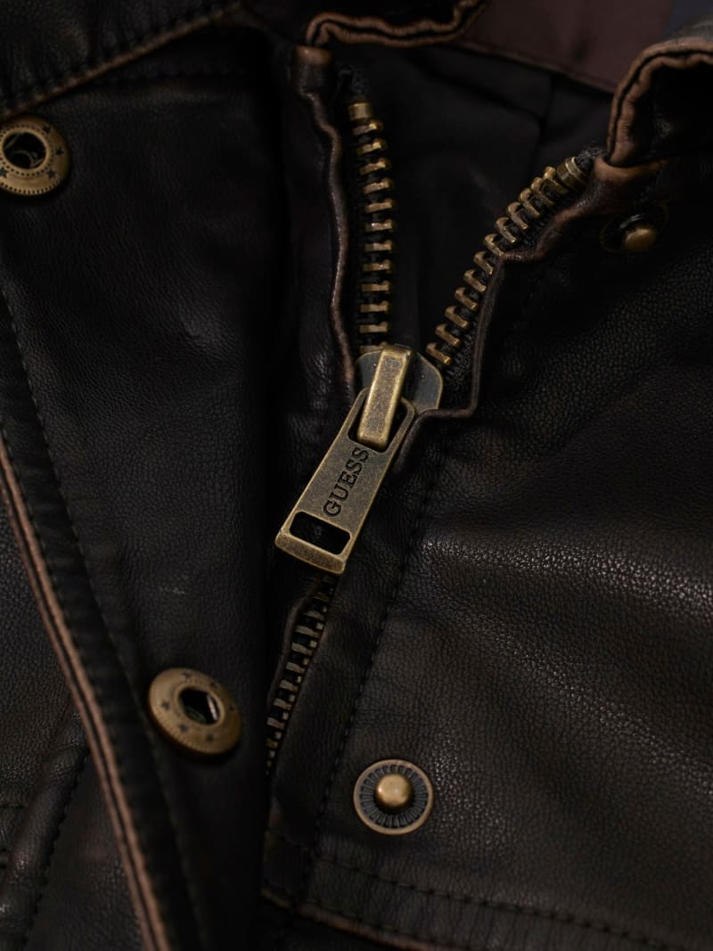 Faux leather cropped jacket - thumbnail 6