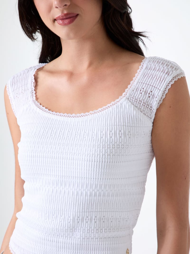 Square neck smocked top - thumbnail 3