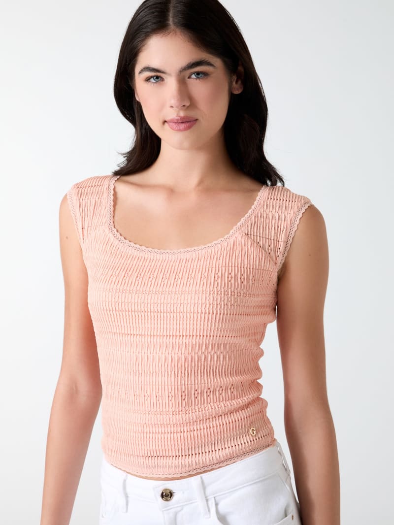 Square neck smocked top - thumbnail 9