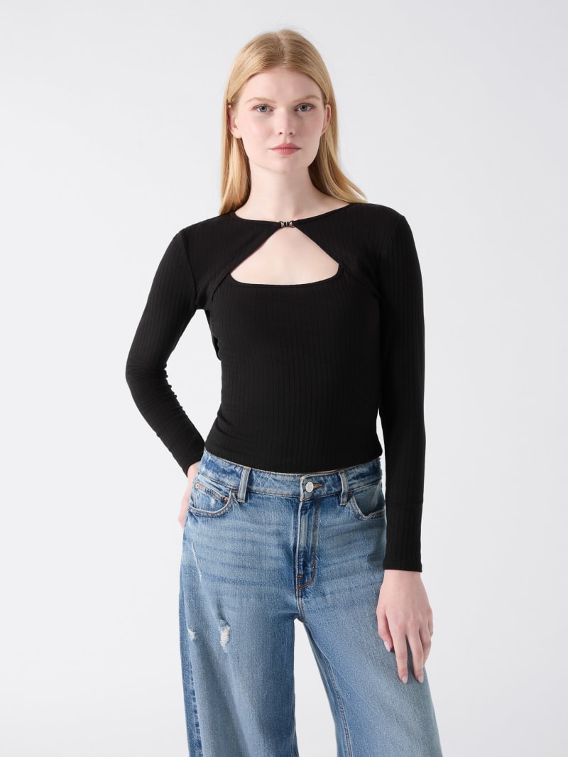 DIFFERENT IS OK Ribbed Cut-out シズニルック GUESS® Cutout Top