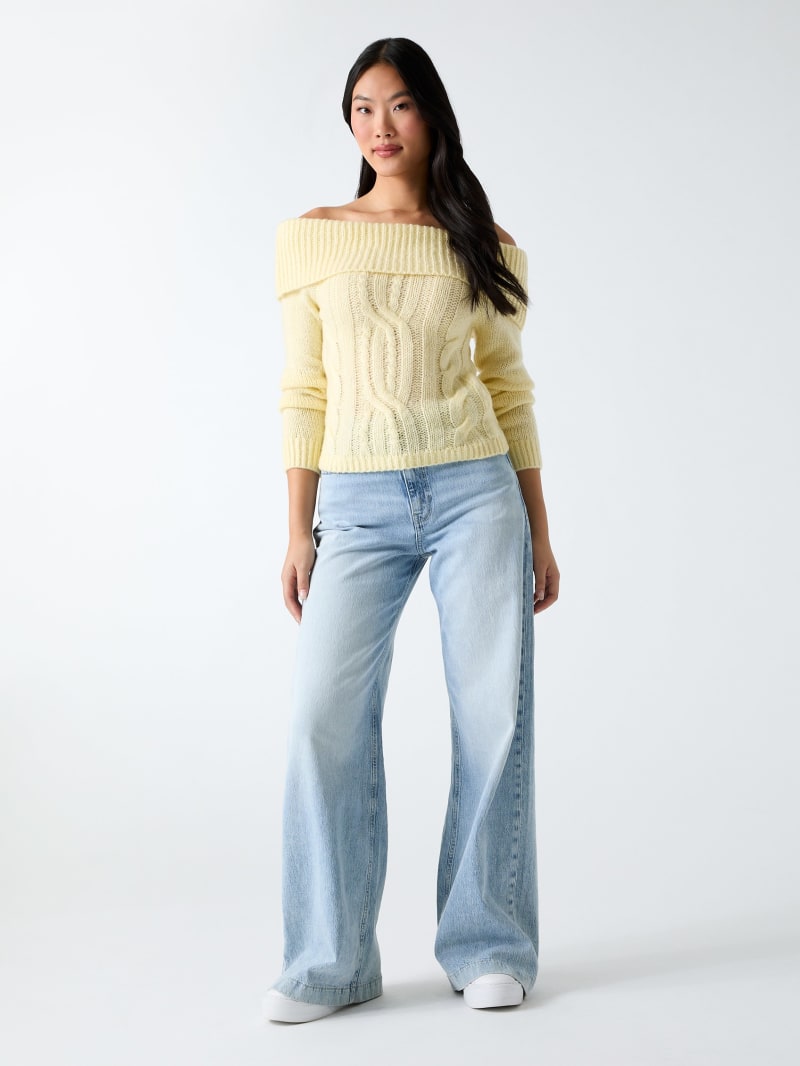 Off-shoulder wool-blend sweater