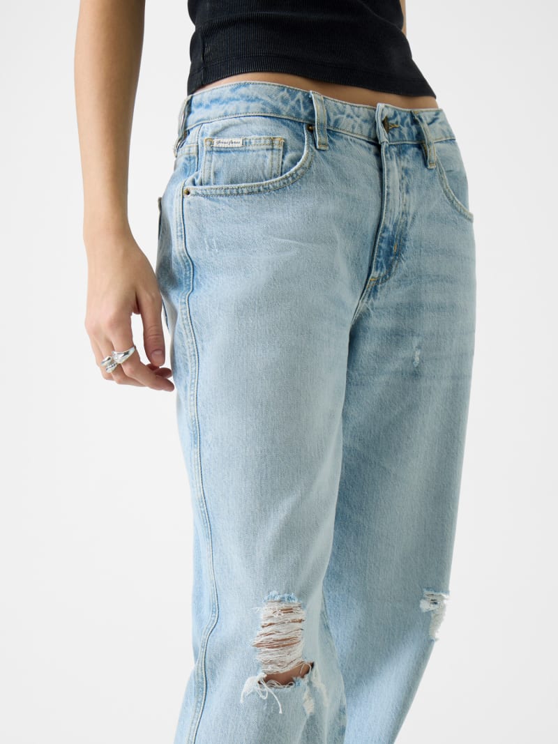 Destroyed Straight-Leg Boyfriend Jeans