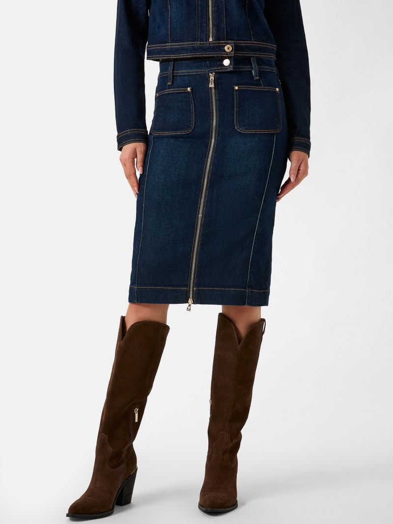 Denim midi skirt