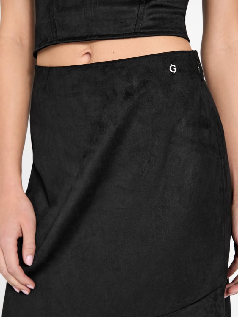 Suede long skirt