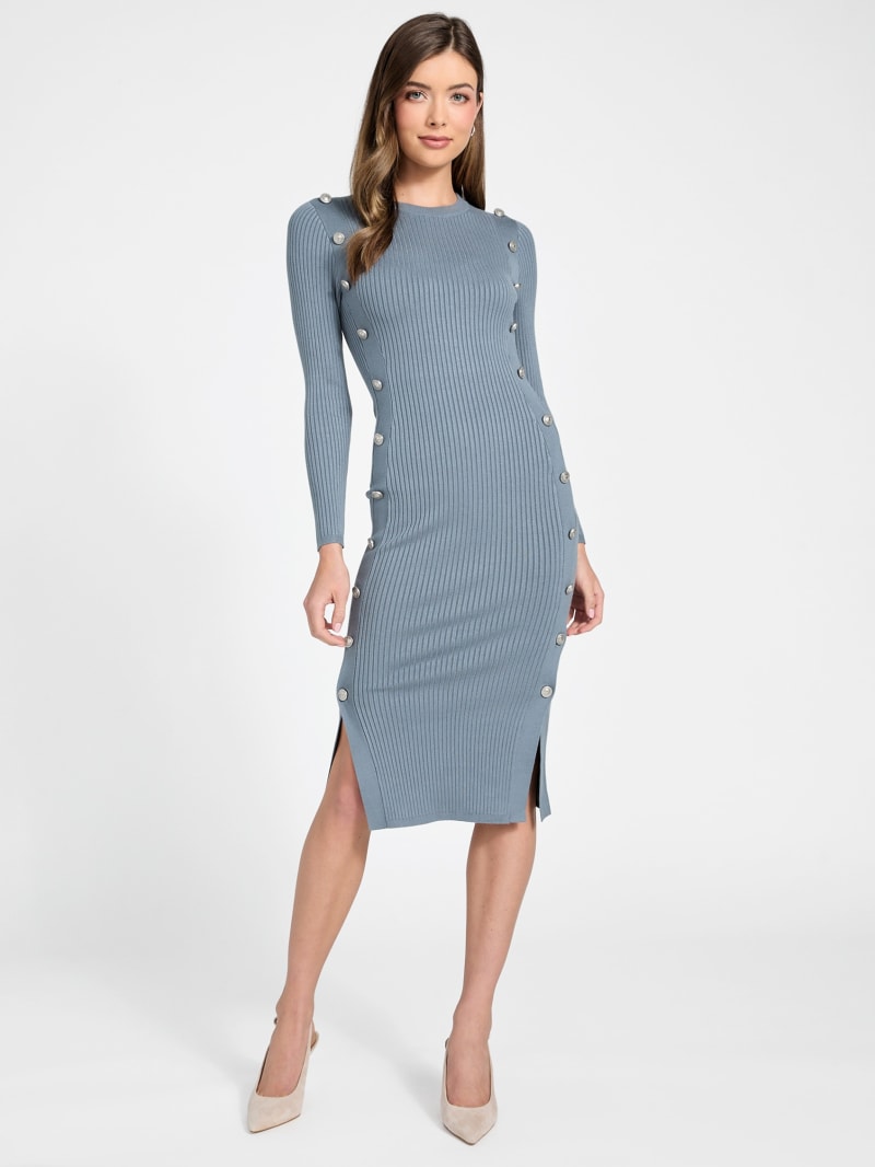 Buttons detail midi dress