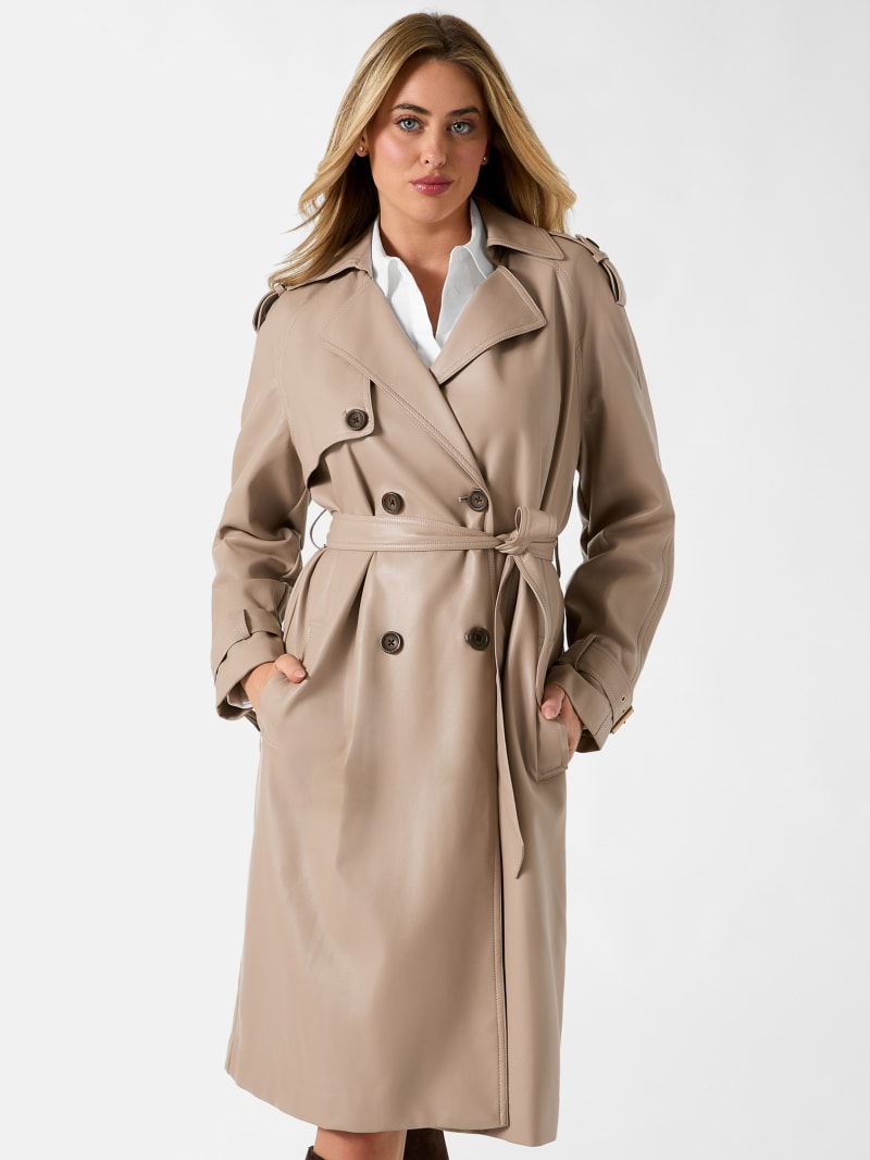 Faux leather trench coat - thumbnail 2