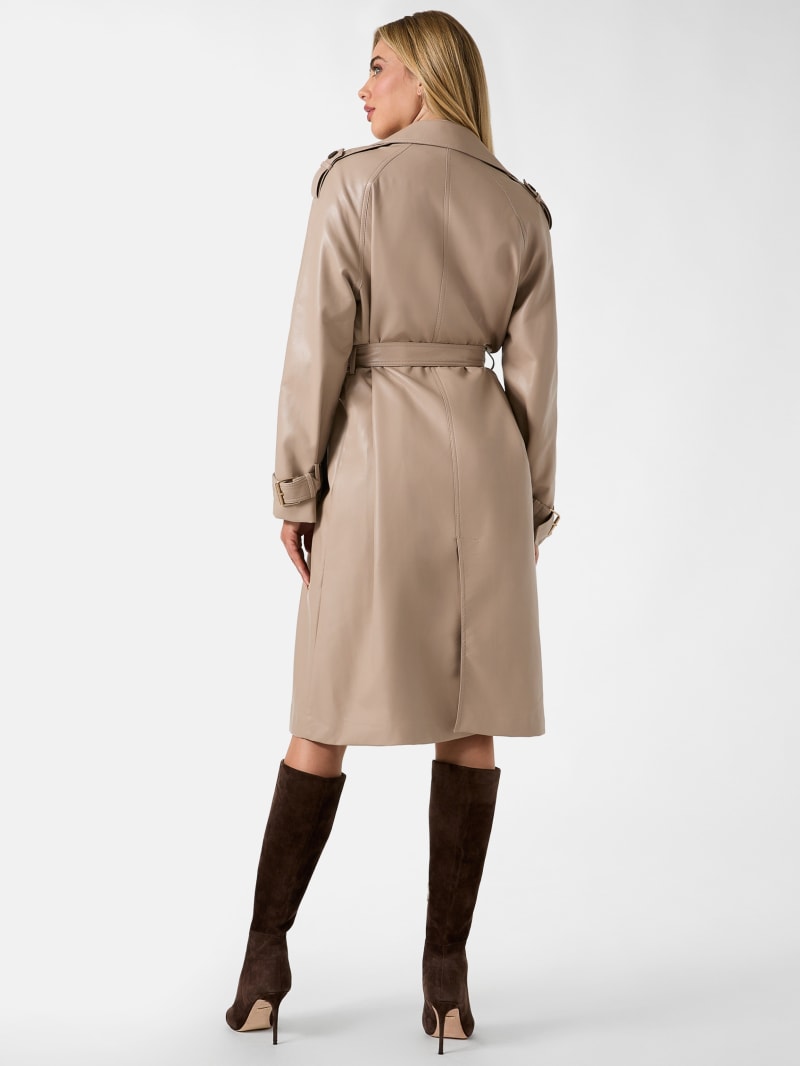 Faux leather trench coat
