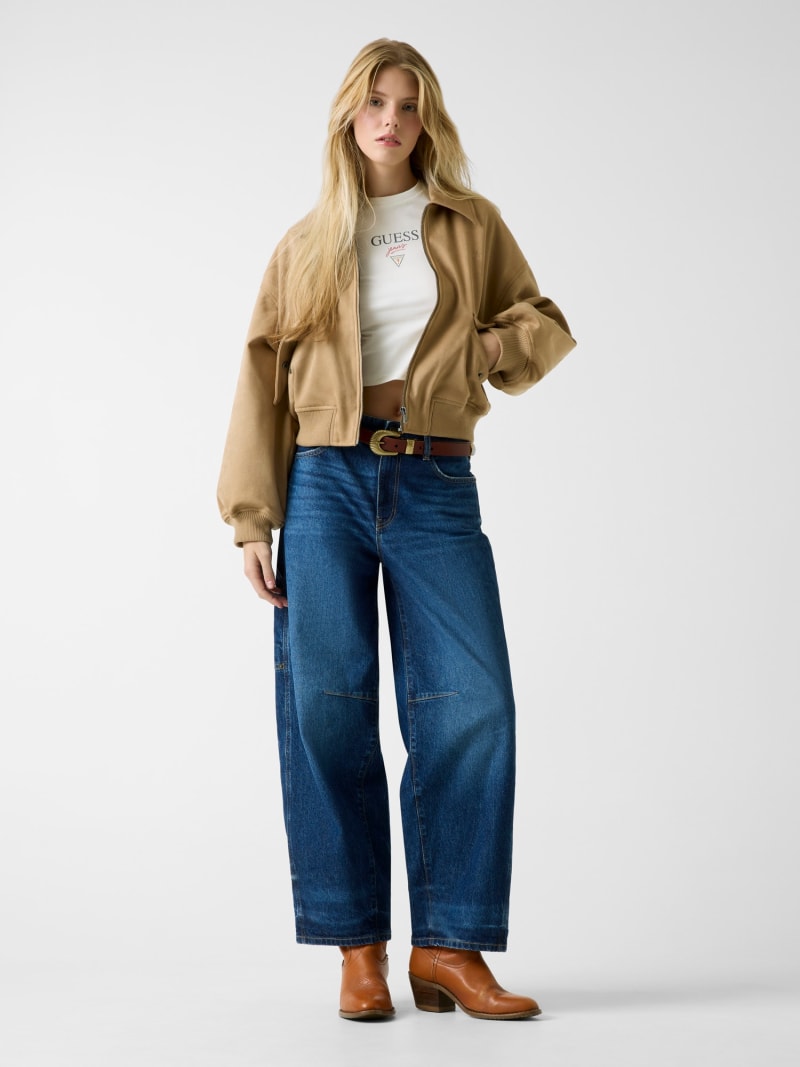 Faux suede bomber jacket