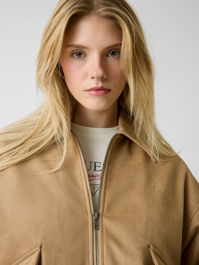 Faux suede bomber jacket