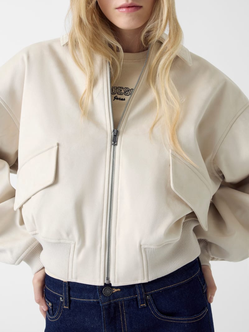Faux suede bomber jacket - thumbnail 4