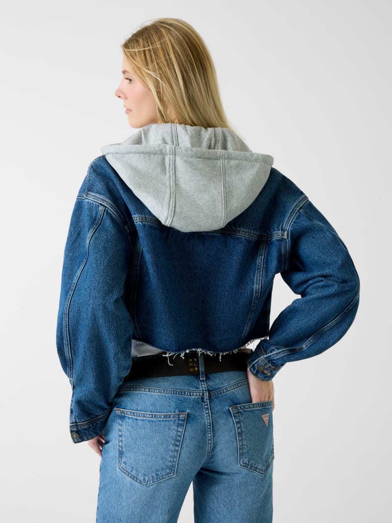 Cropped hooded denim jacket