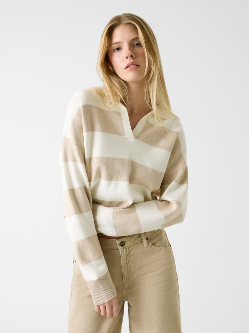 GUESS® Striped polo sweater